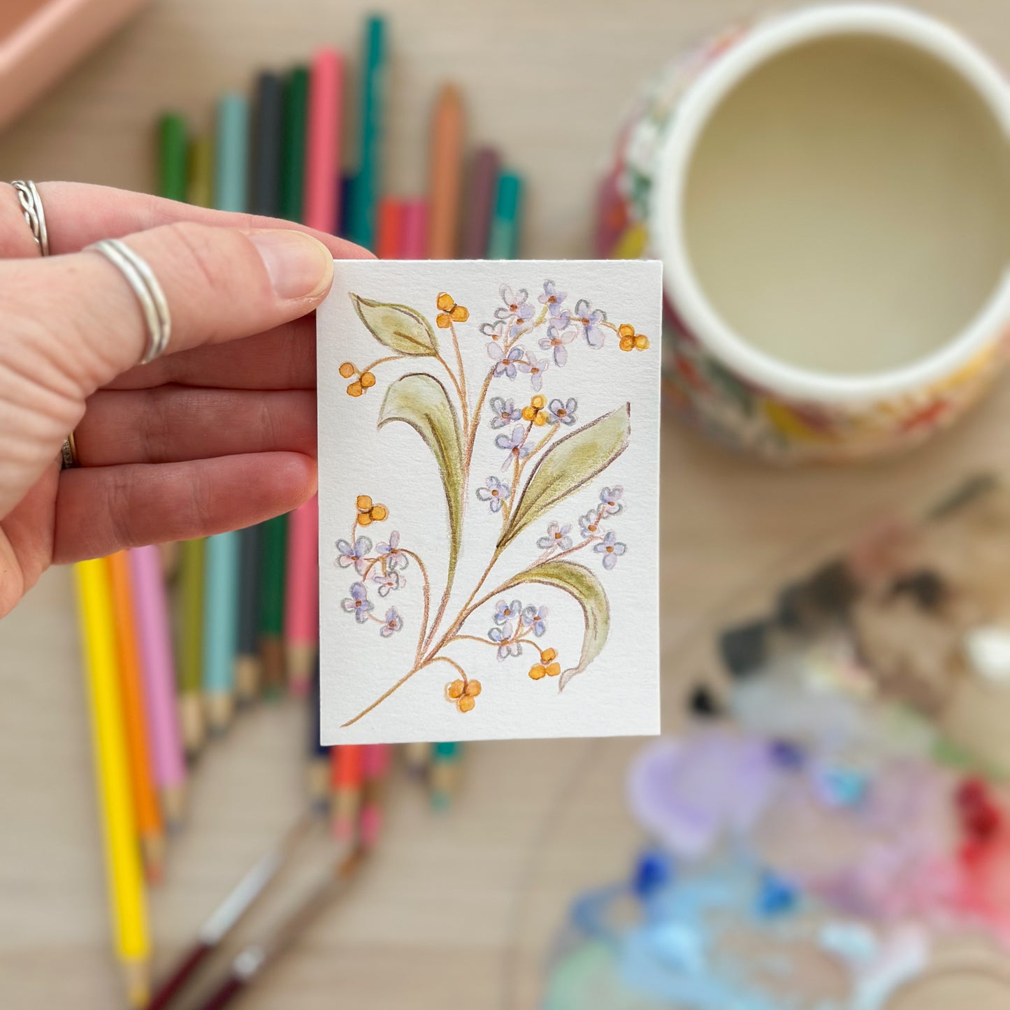 Petals & Light – Original ACEO Painting (Batch 004 #23)