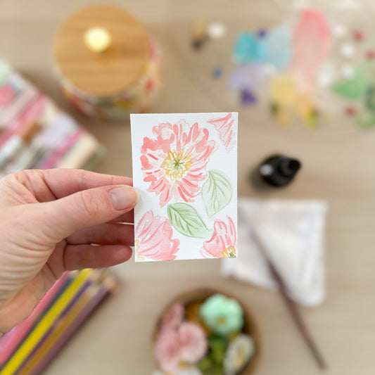 Petals and Parlor Light – Original ACEO Painting (Batch 007 #3)