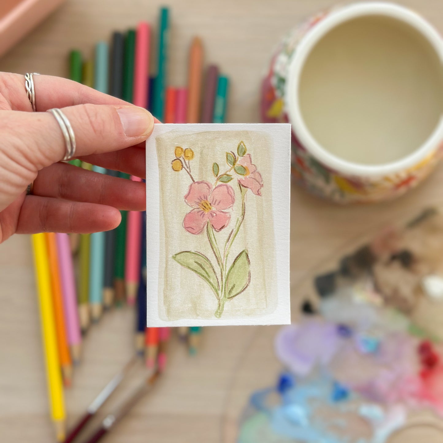 Petals at Rest – Original ACEO Painting (Batch 004 #6)