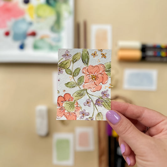 Poppies and Violets #1 – Original ACEO Painting (Batch 020 #1)