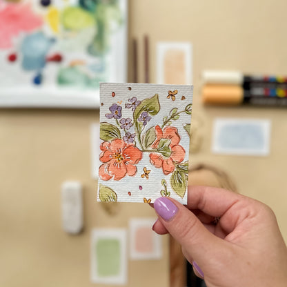 Poppies and Violets #8 – Original ACEO Painting (Batch 020 #8)