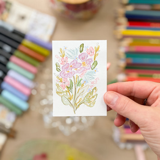 Primrose Posy – Original ACEO Painting (Batch 012 #1)