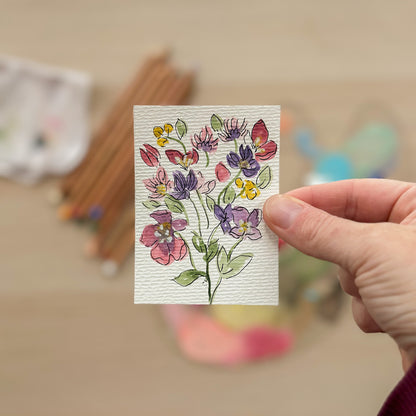 Quiet Bouquet – Original ACEO Painting (Batch 001 #6)