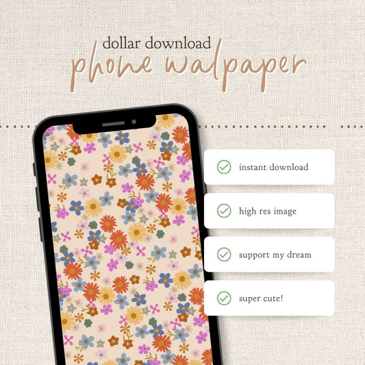 Instant Download : Phone Wallpaper : Retro Blooms