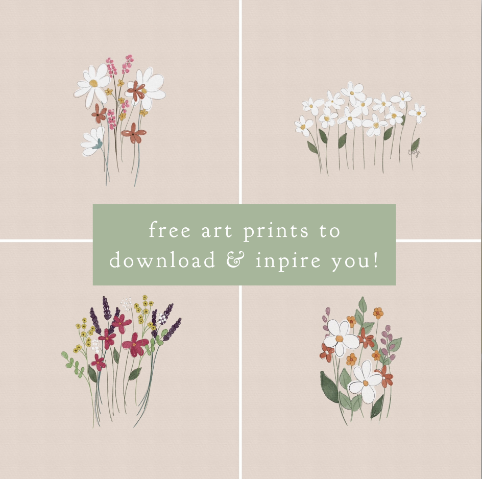 FREE: Floral Doodles : Square Pastel Art Prints