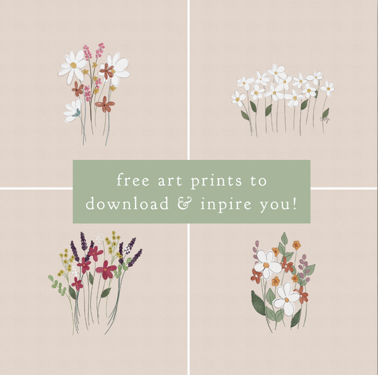 Floral Doodles : Square Pastel Art Prints