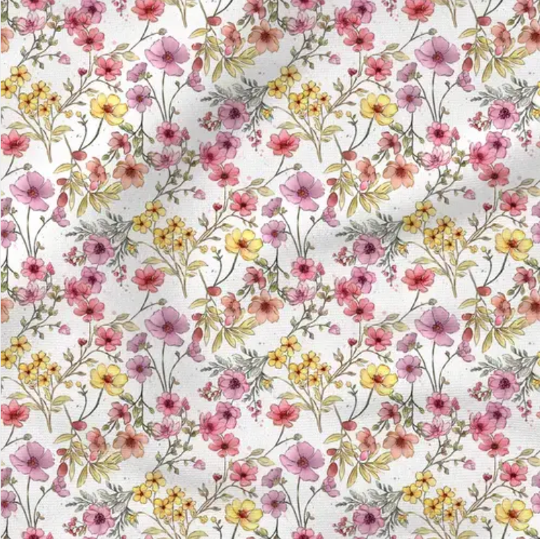 Maisie Floral (White) - Fabric by the yard starting at