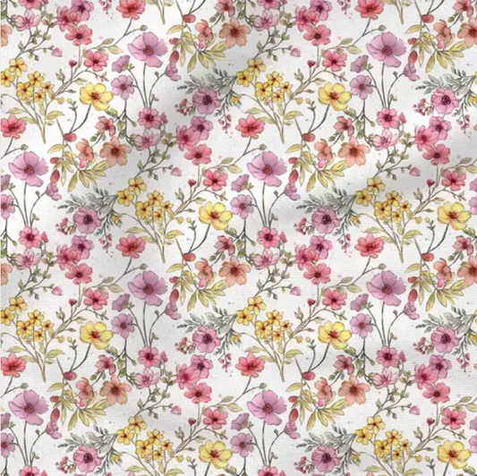 Maisie Floral (White) - Fabric by the yard starting at