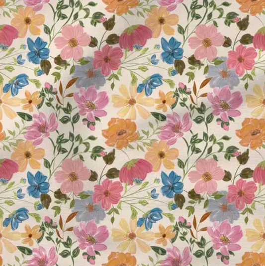 Jackie Floral (Cream) - Fabric by the yard starting at