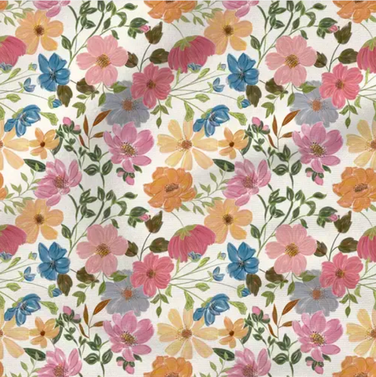 Jackie Floral (White) - Fabric by the yard starting at