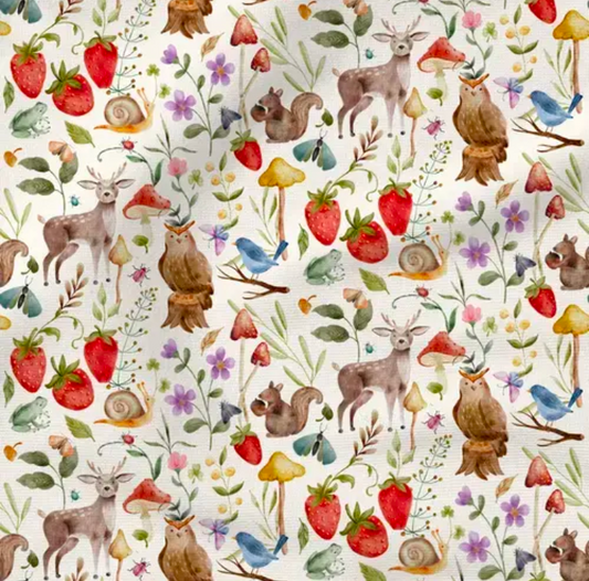 Woodland Forest (White) - Fabric by the yard starting at