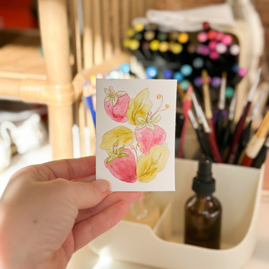 Sugared Strawberries – Original ACEO Painting (Batch 007 #1)