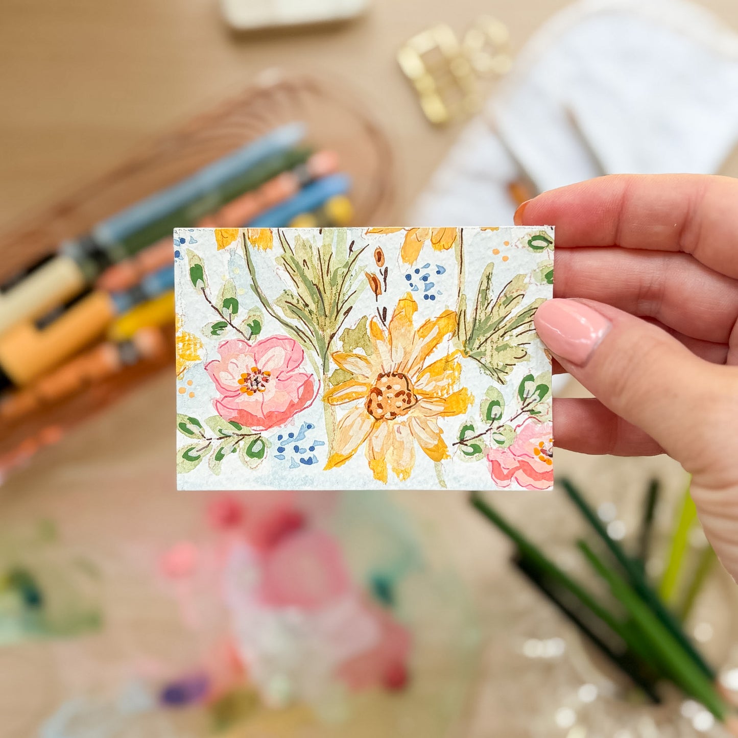 Summer Garden #4 – Original ACEO Painting (Batch 018 #4)