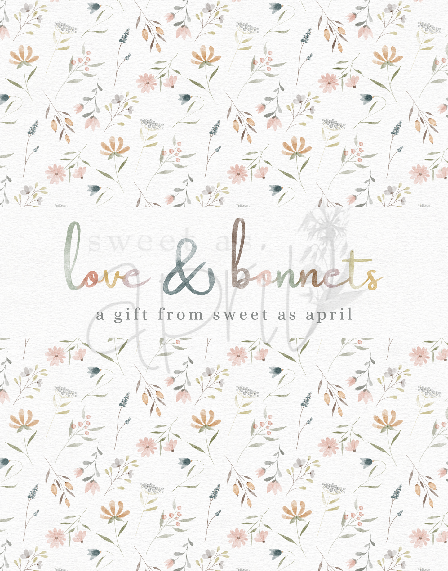 Love & Bonnets SAA Card : Floral Card Digital Download