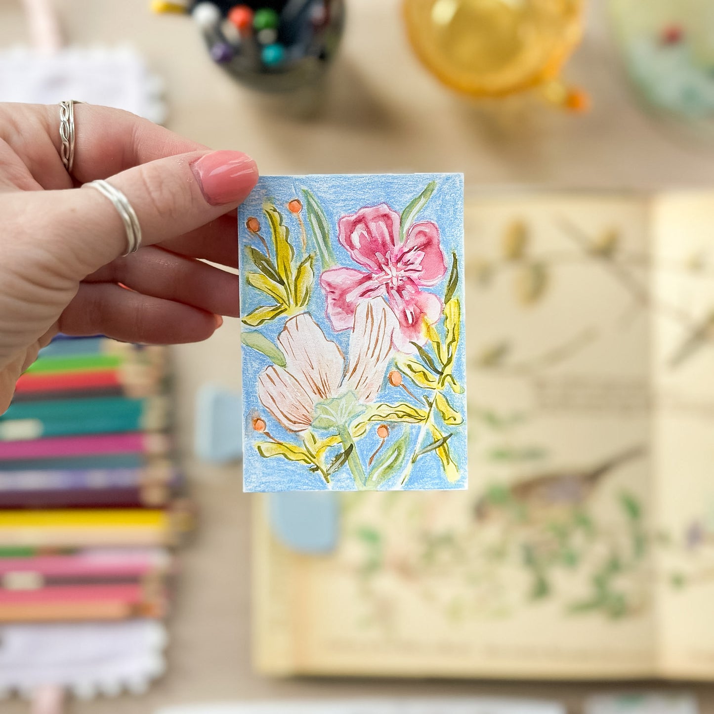 Wild Little Blooms – Original ACEO Painting (Batch 010 #7)