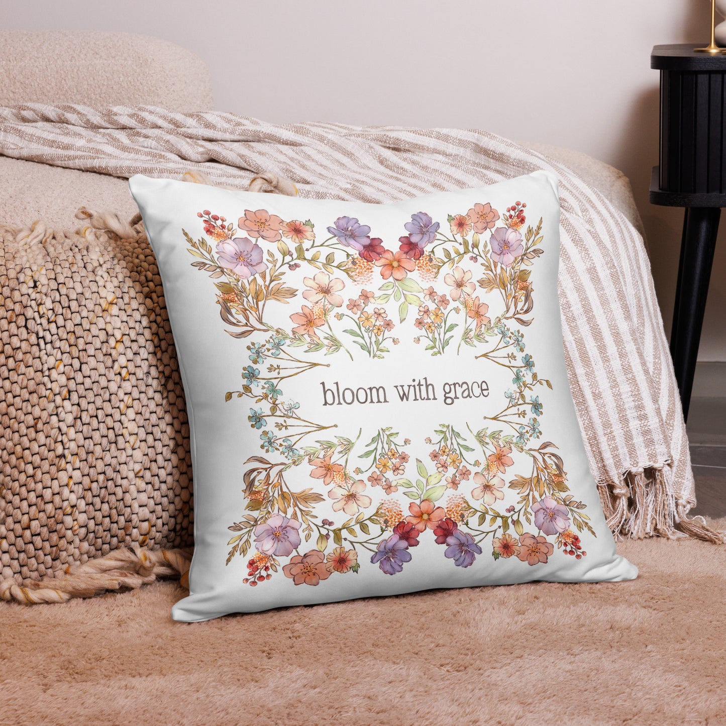 Bloom with Grace : Pillow White