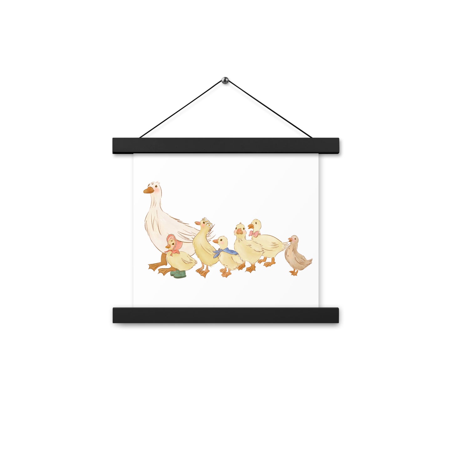 Ducks in a Row : Print with Wood Hangers