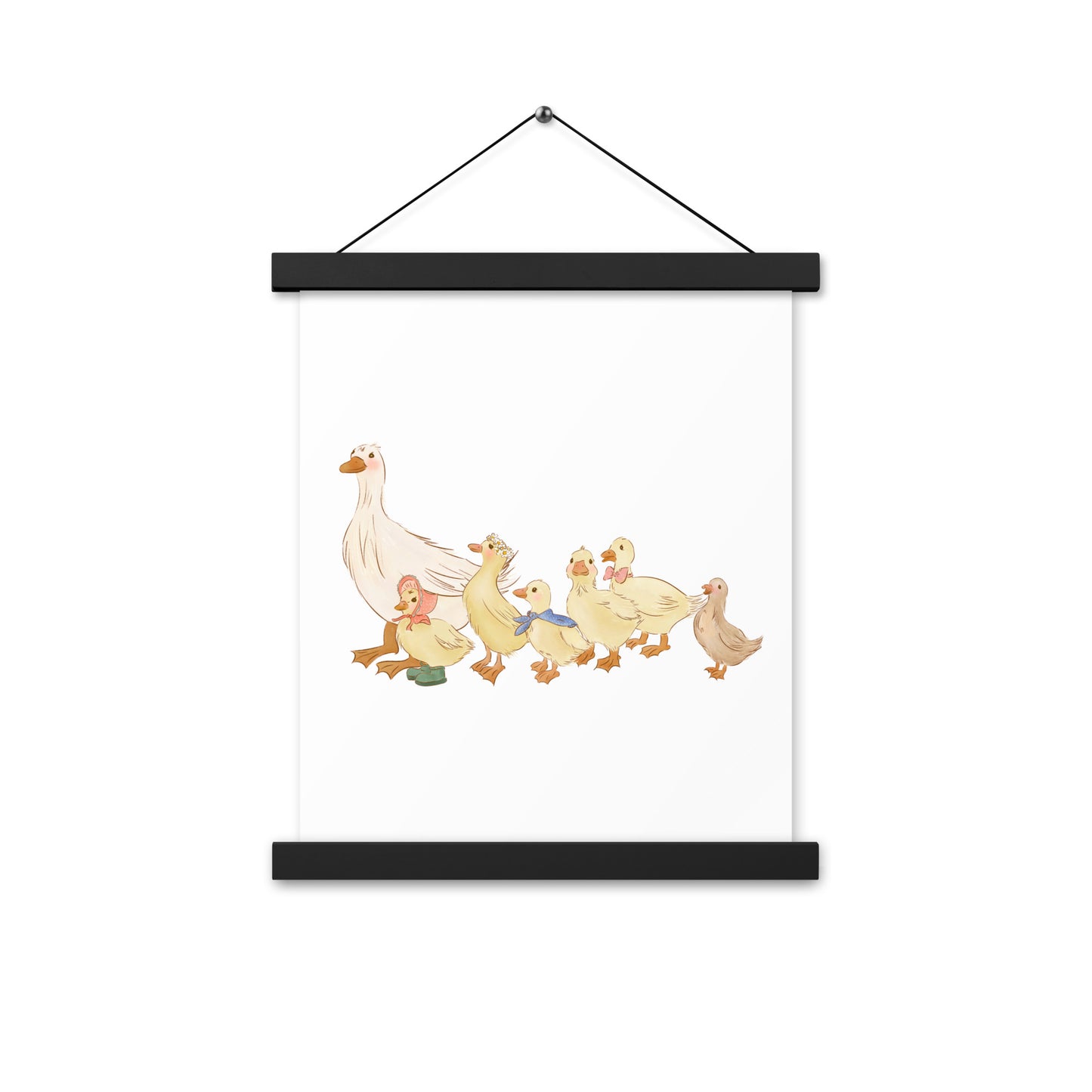 Ducks in a Row : Print with Wood Hangers