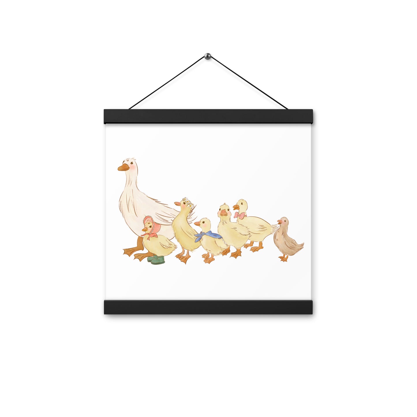 Ducks in a Row : Print with Wood Hangers