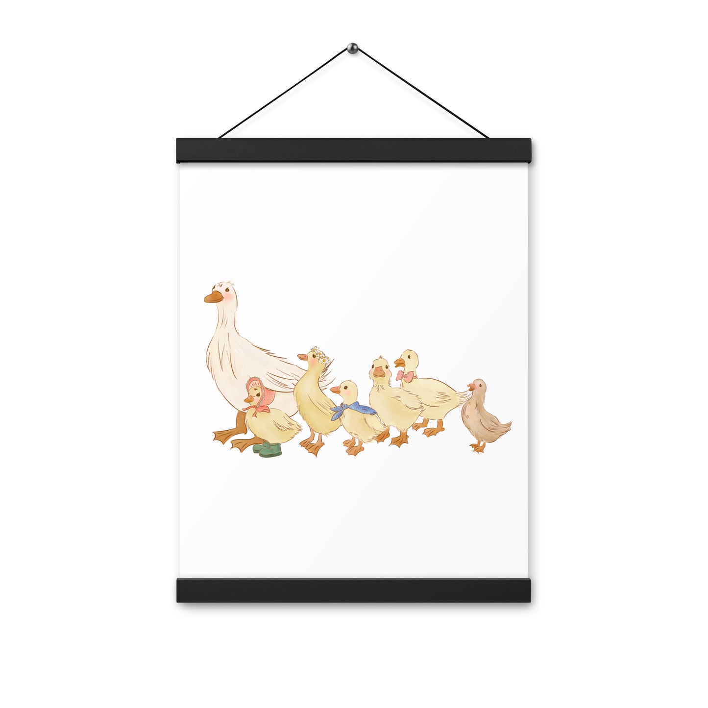 Ducks in a Row : Print with Wood Hangers