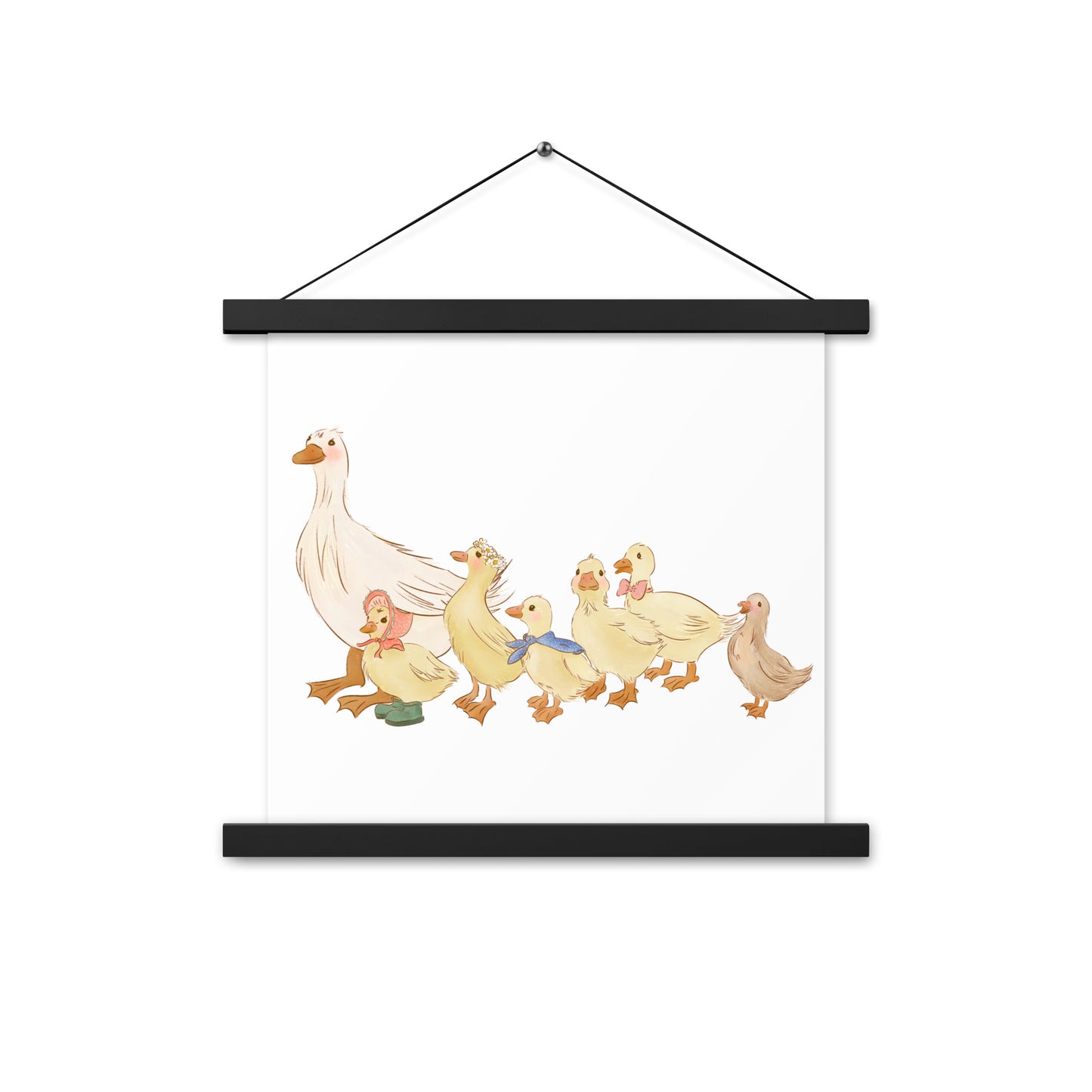 Ducks in a Row : Print with Wood Hangers