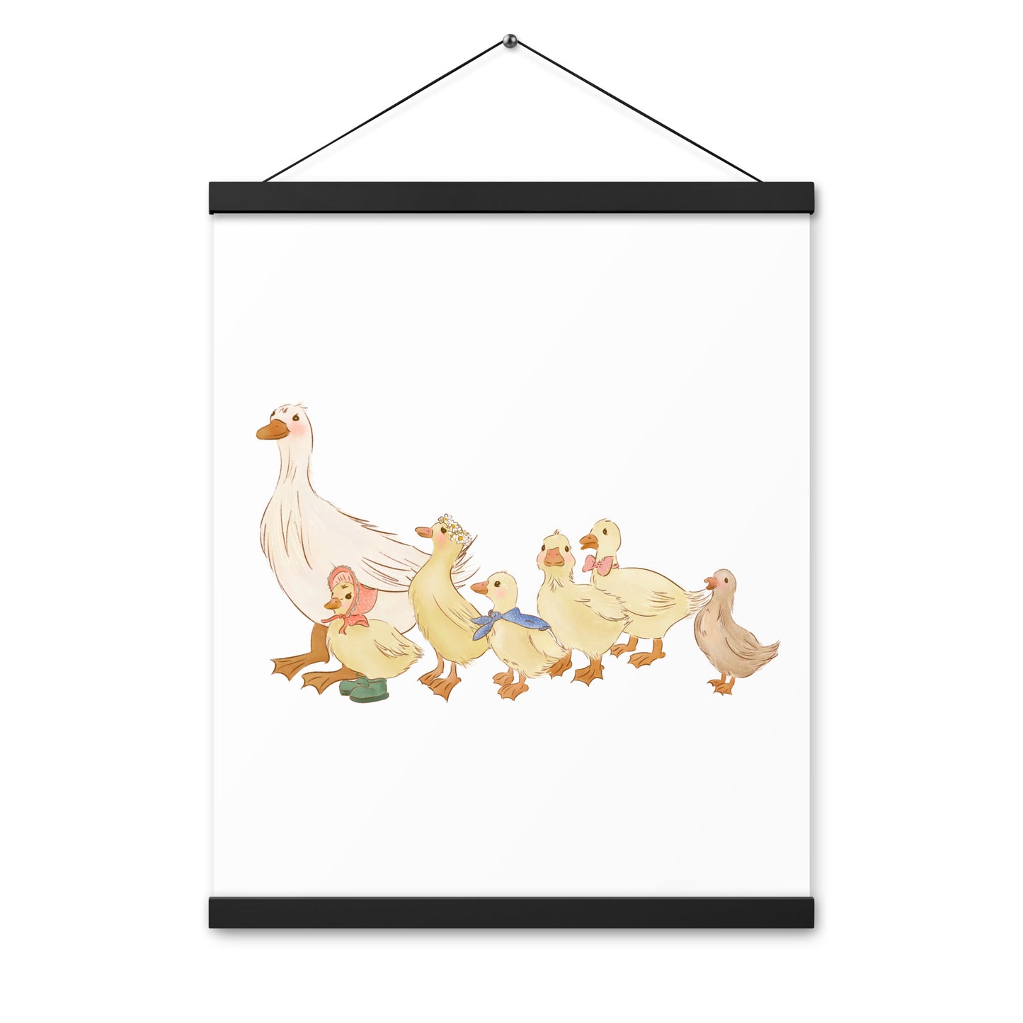 Ducks in a Row : Print with Wood Hangers