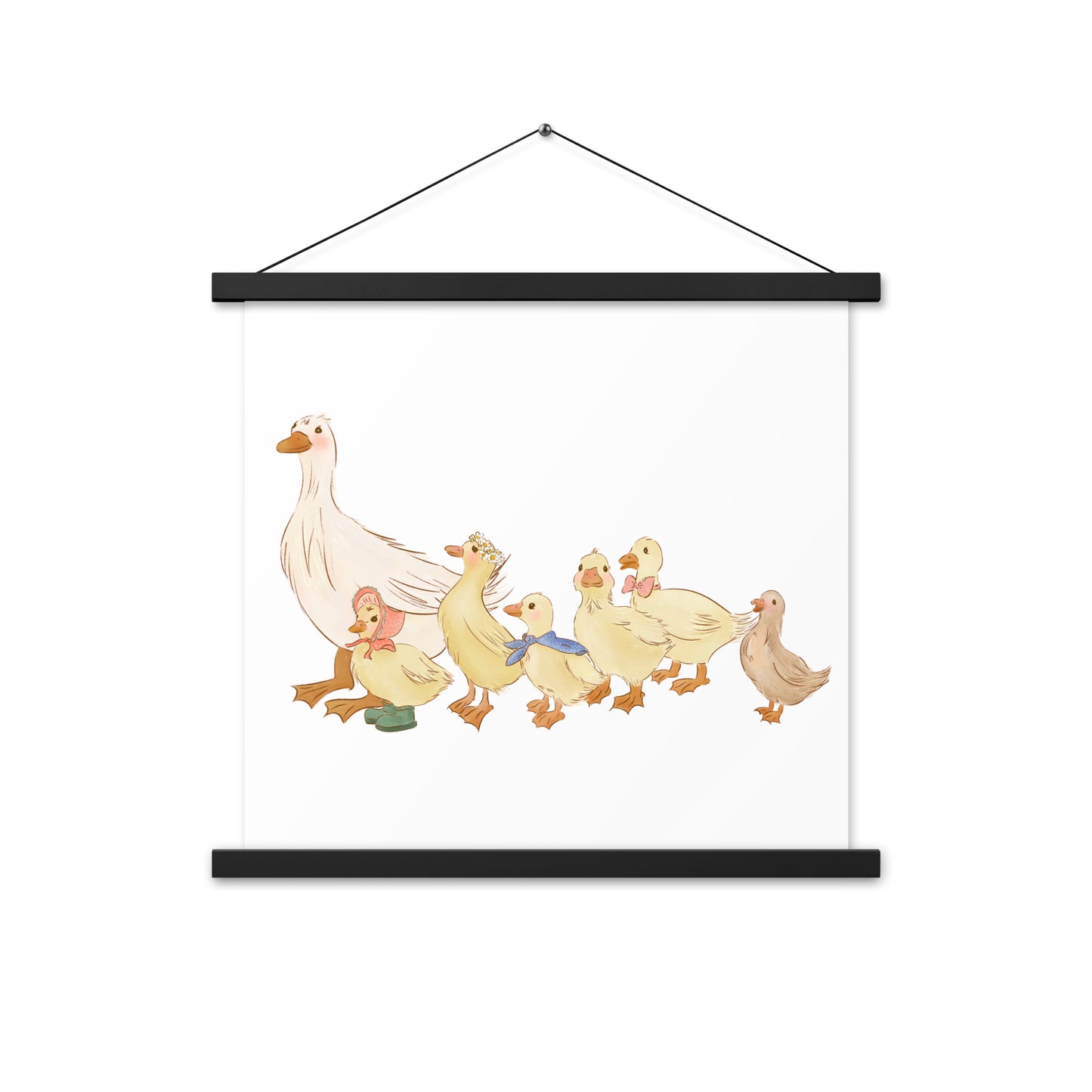 Ducks in a Row : Print with Wood Hangers