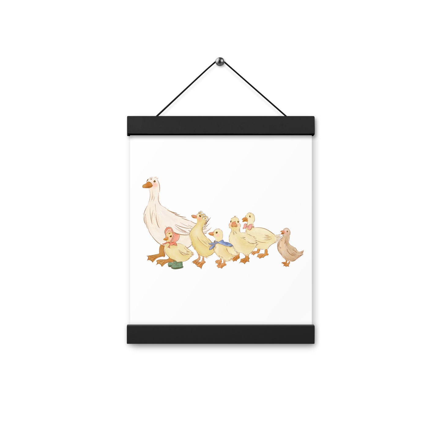 Ducks in a Row : Print with Wood Hangers