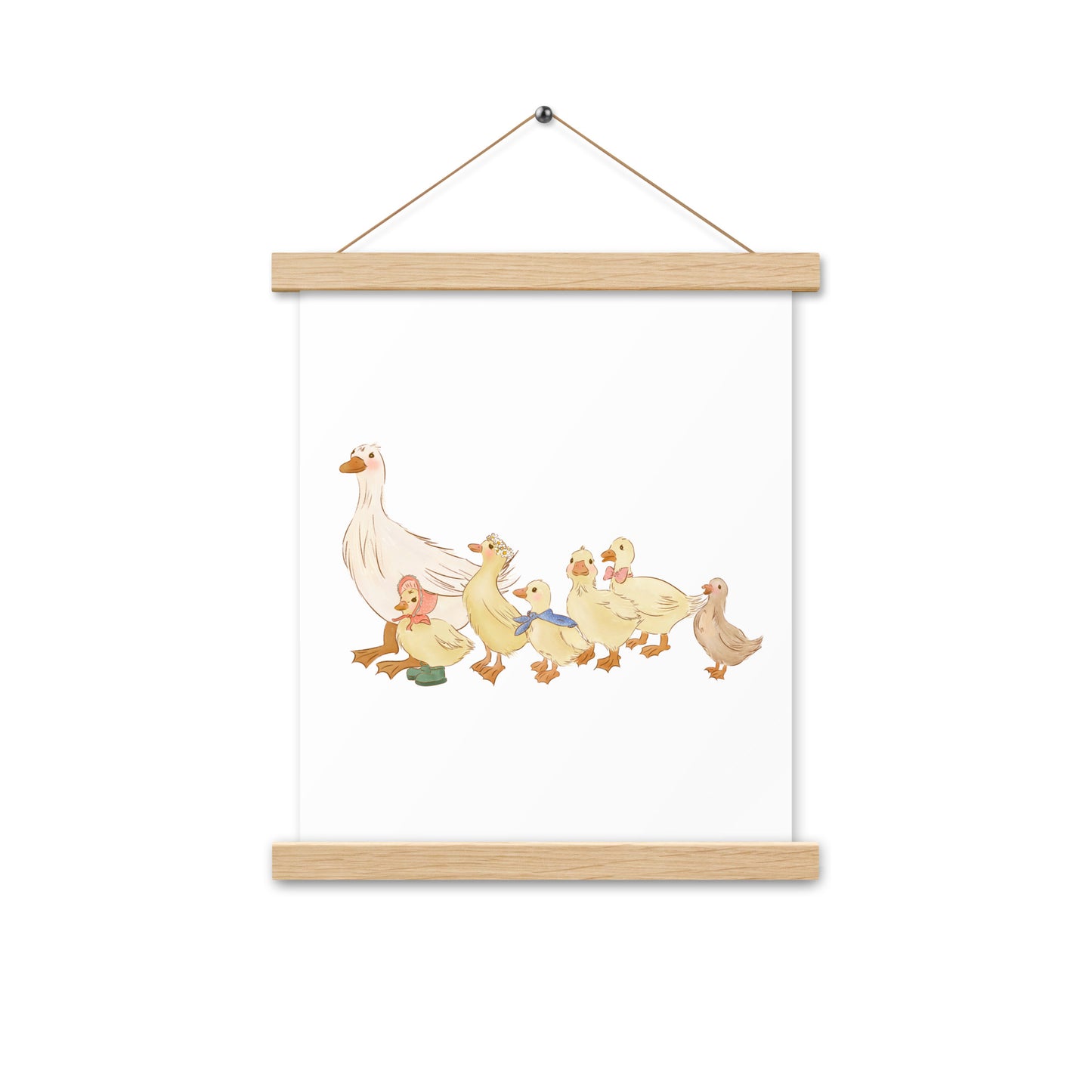 Ducks in a Row : Print with Wood Hangers