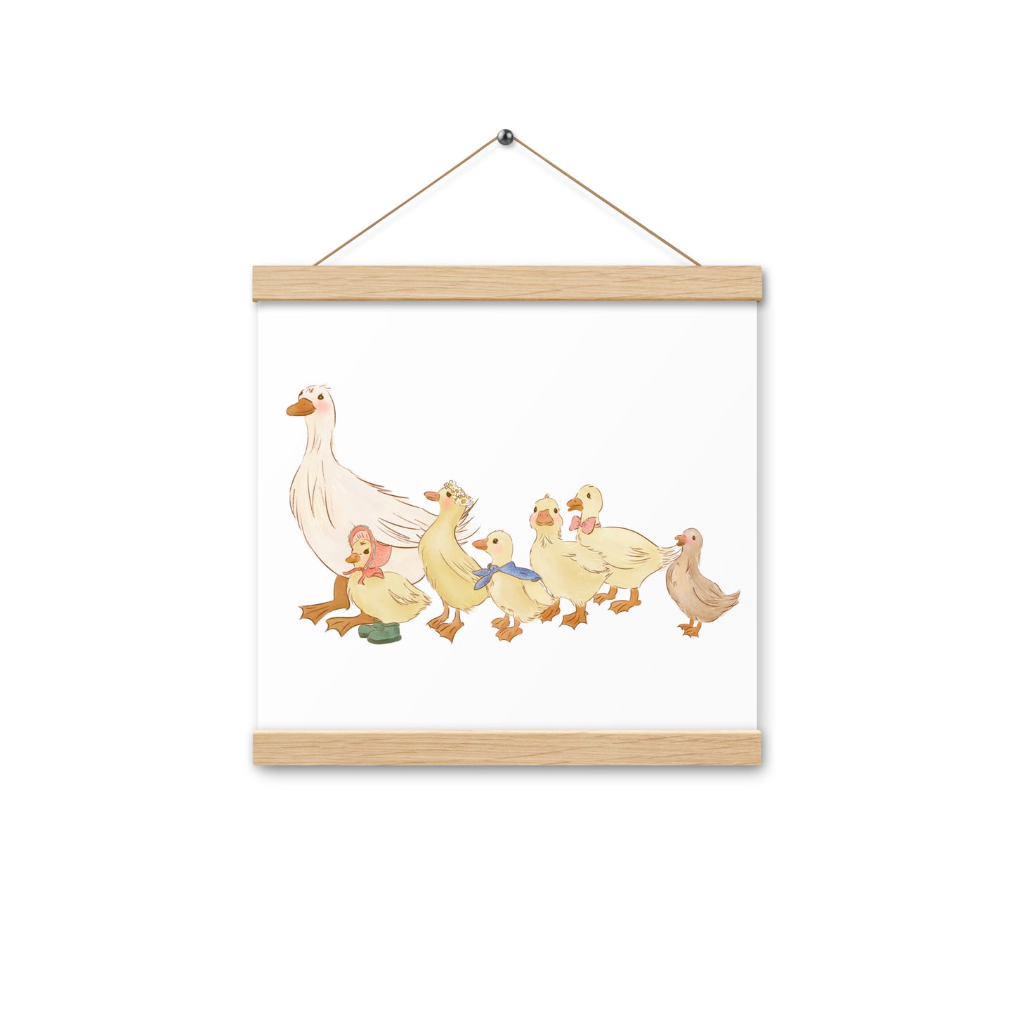 Ducks in a Row : Print with Wood Hangers