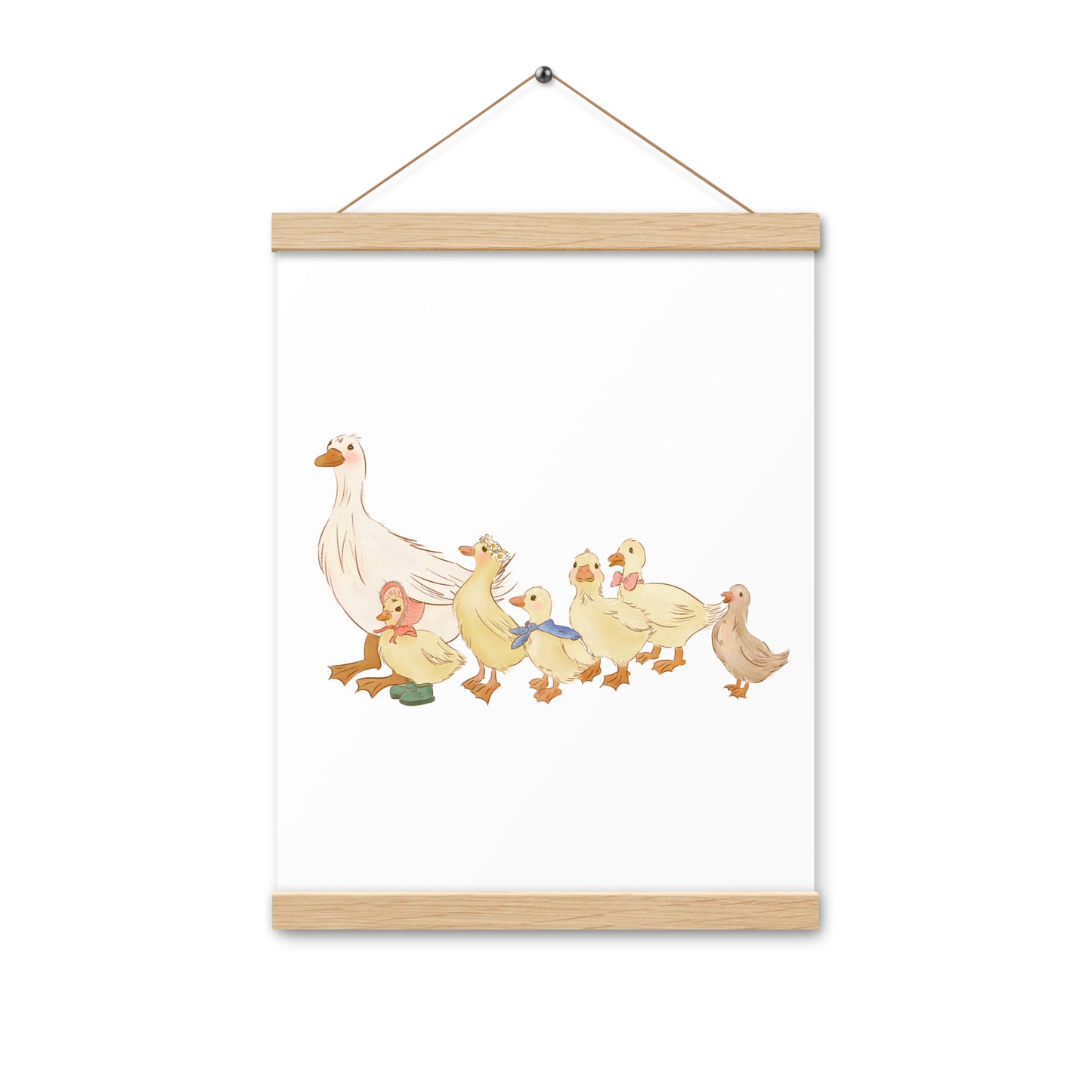 Ducks in a Row : Print with Wood Hangers