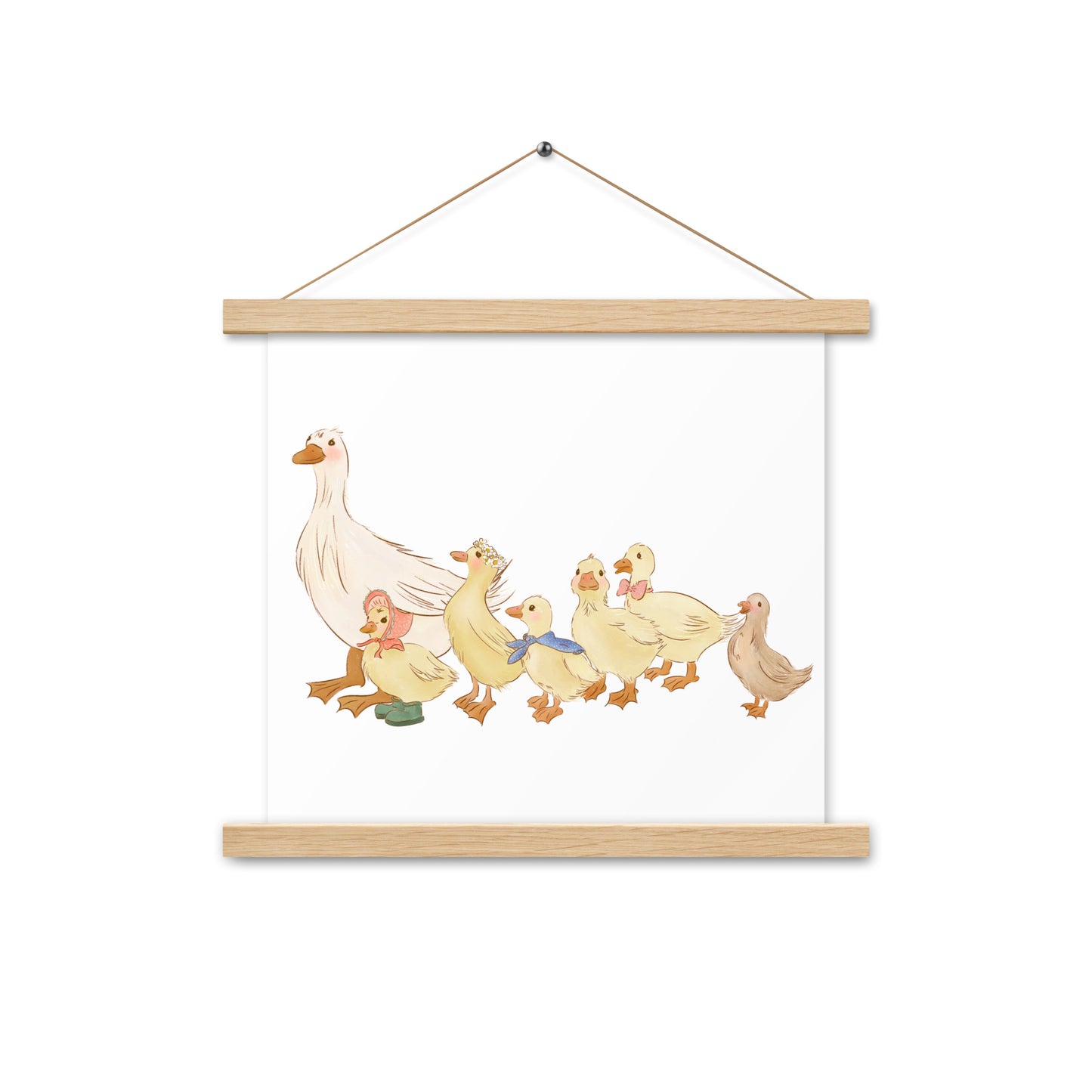 Ducks in a Row : Print with Wood Hangers