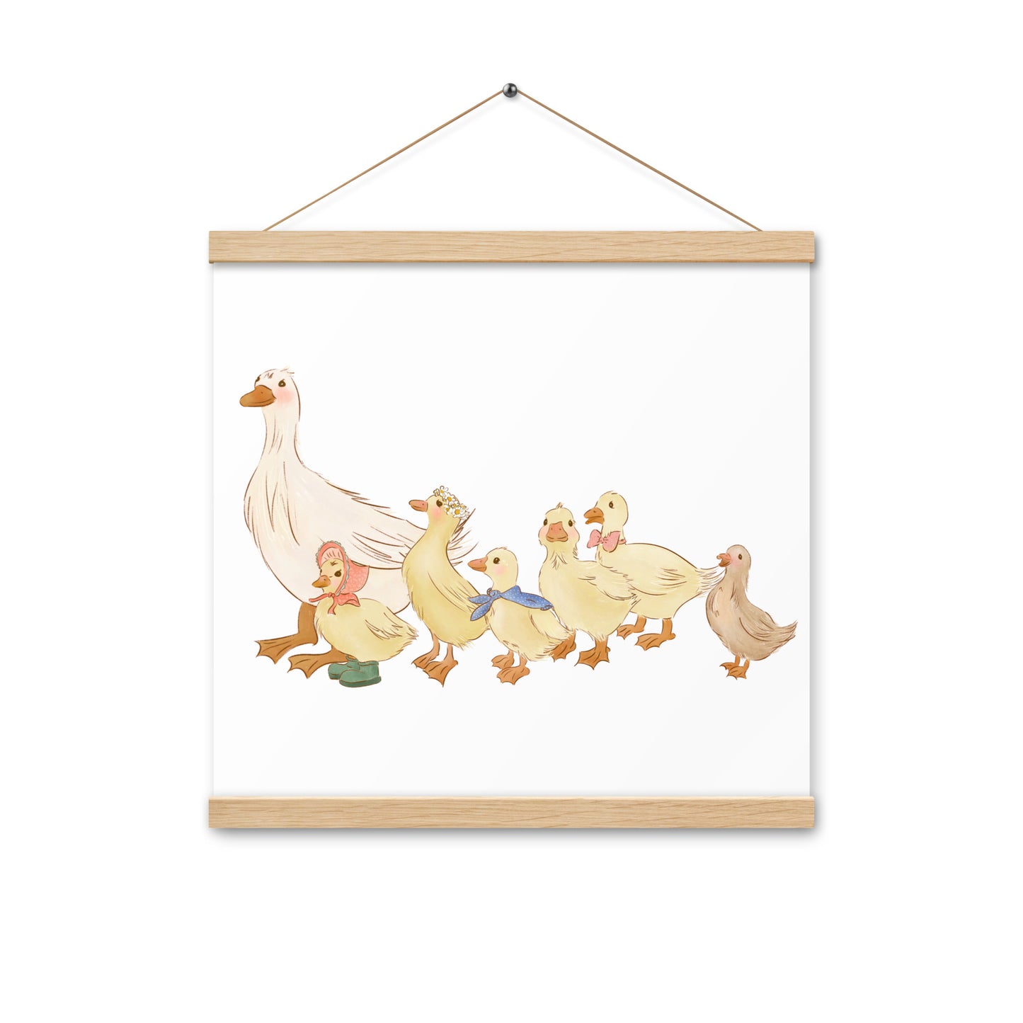 Ducks in a Row : Print with Wood Hangers