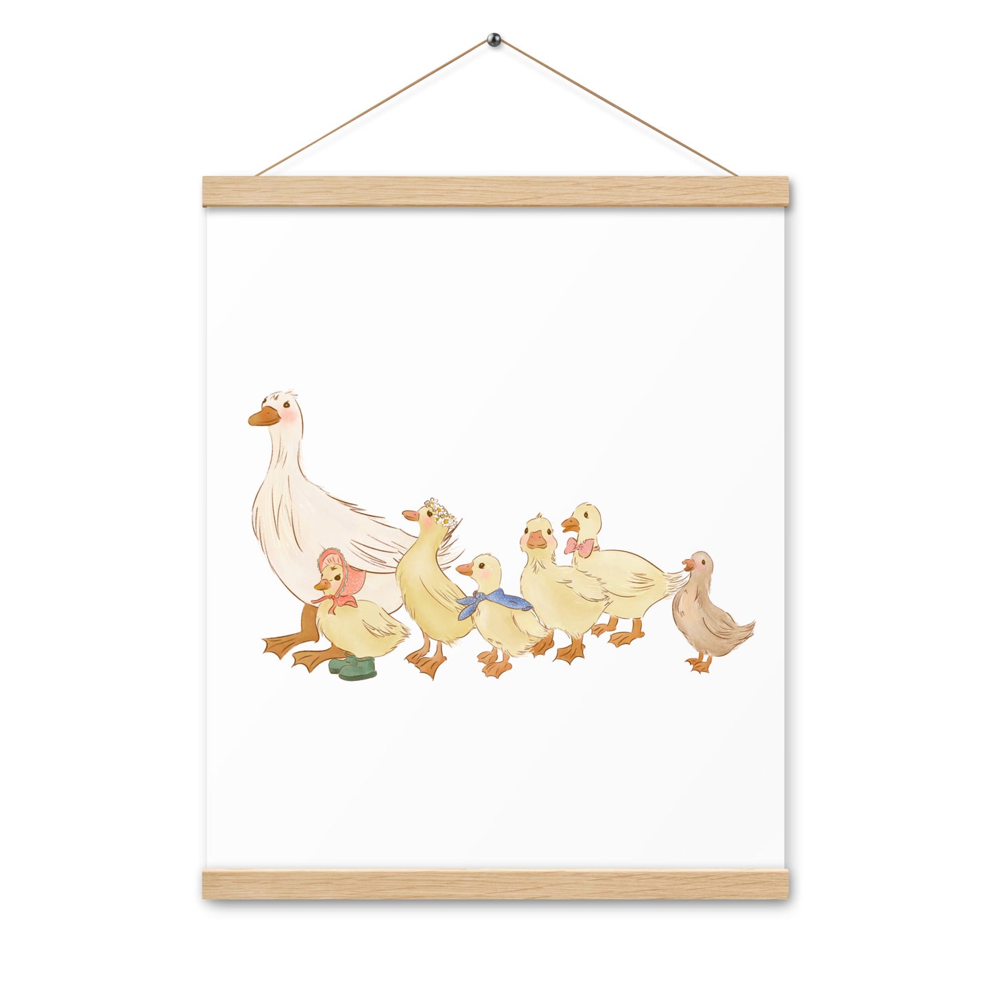 Ducks in a Row : Print with Wood Hangers