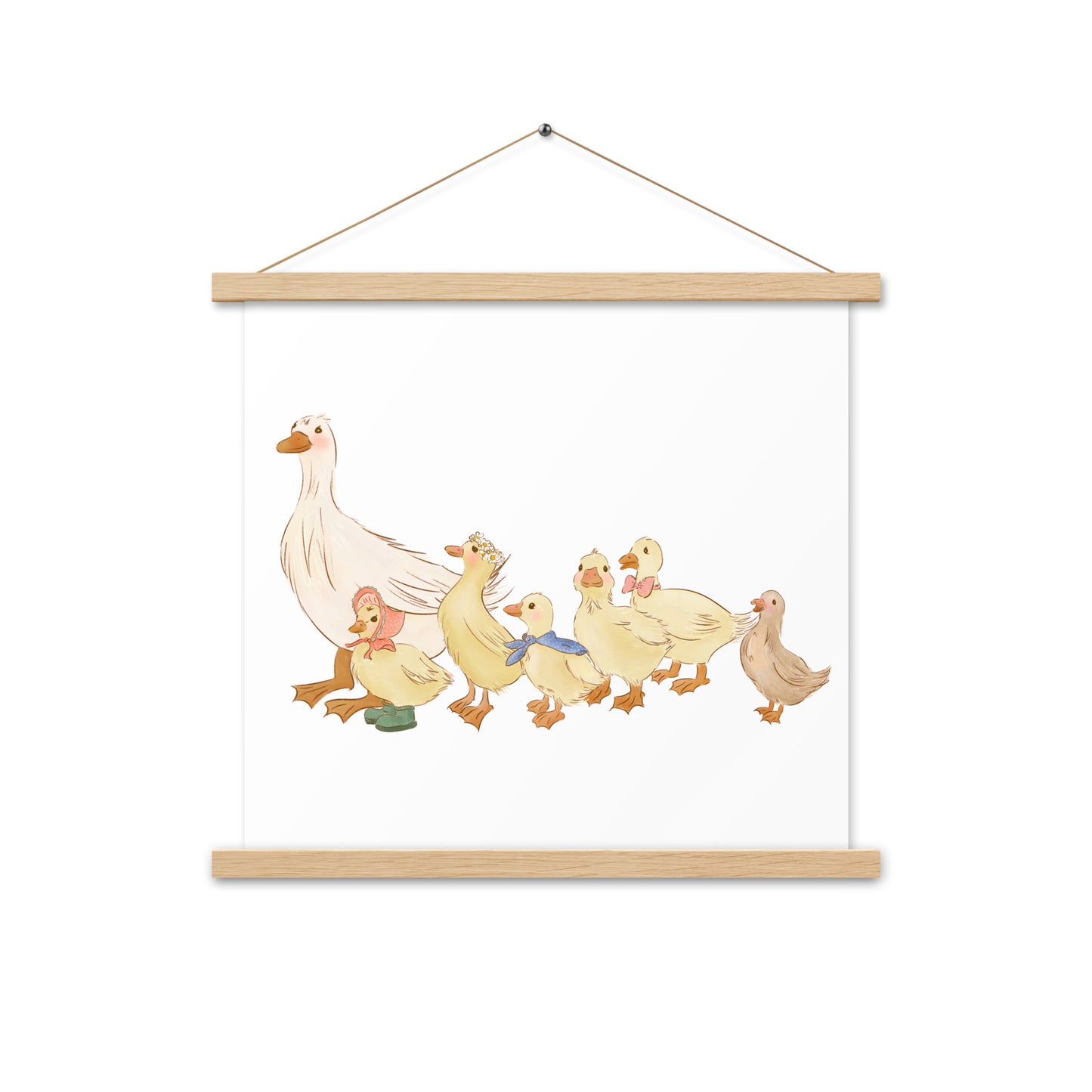 Ducks in a Row : Print with Wood Hangers