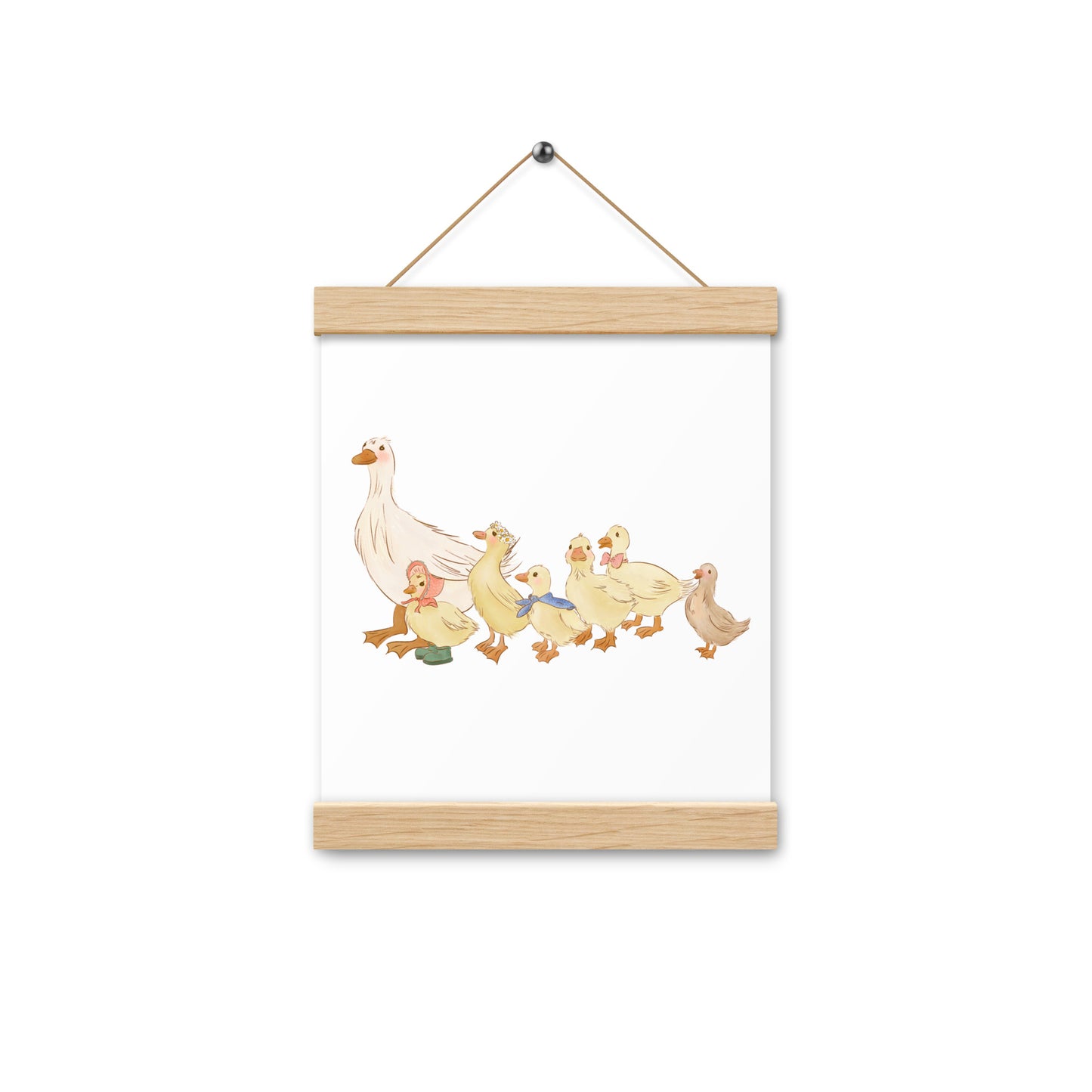 Ducks in a Row : Print with Wood Hangers