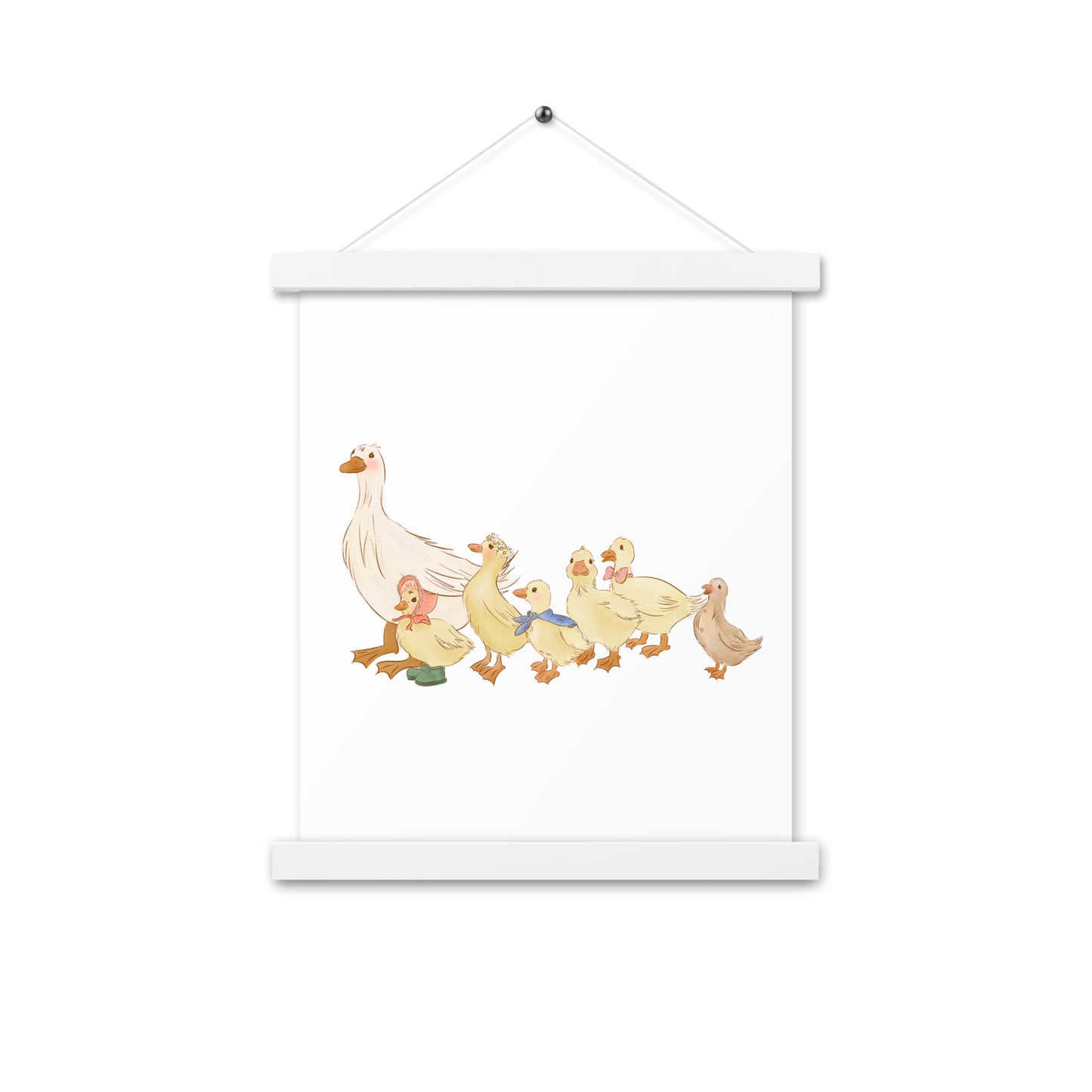 Ducks in a Row : Print with Wood Hangers