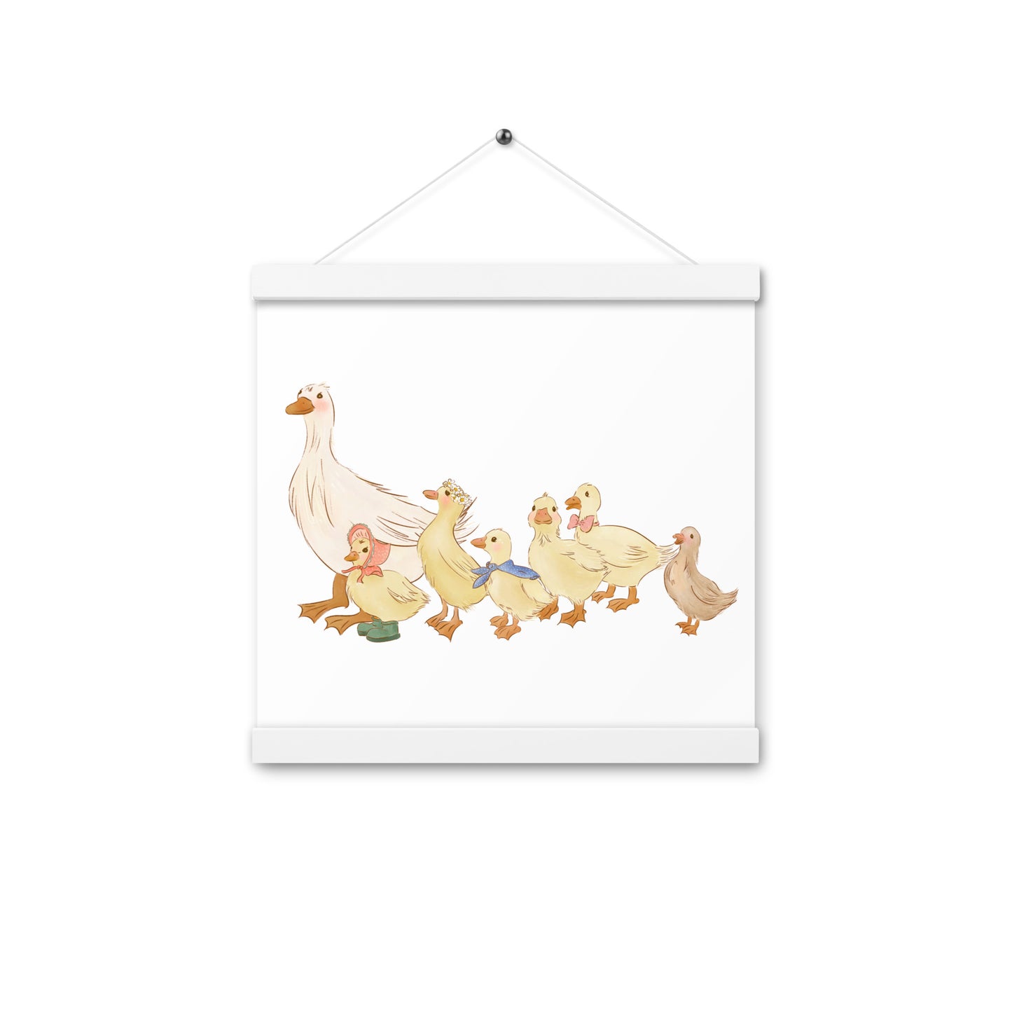 Ducks in a Row : Print with Wood Hangers