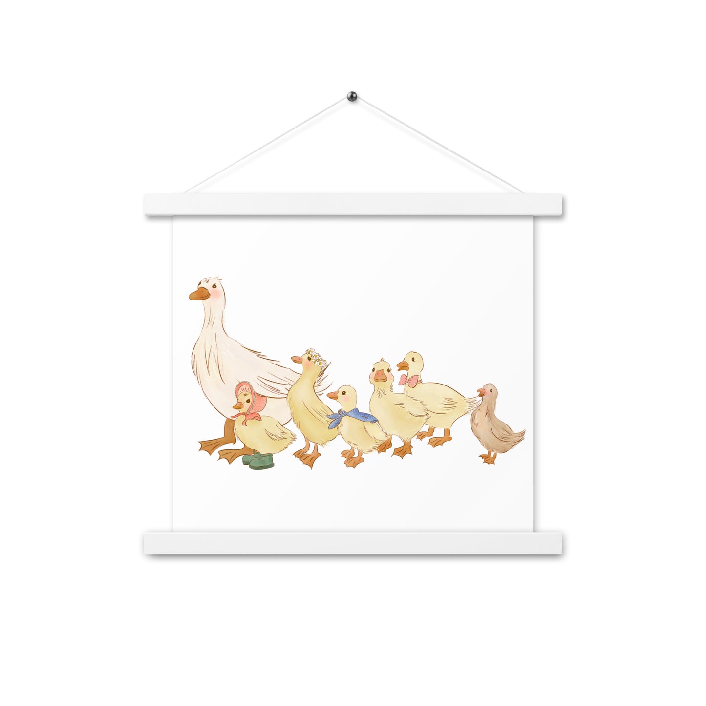 Ducks in a Row : Print with Wood Hangers