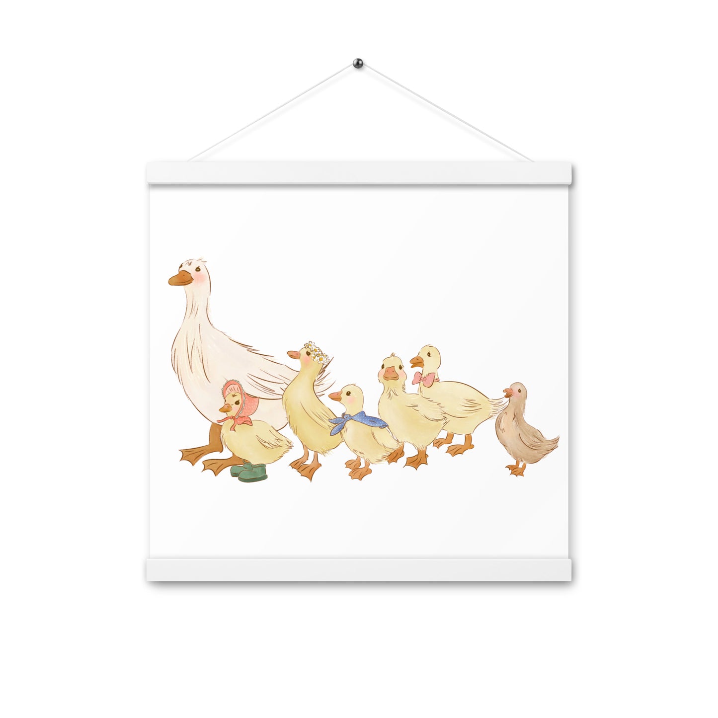 Ducks in a Row : Print with Wood Hangers