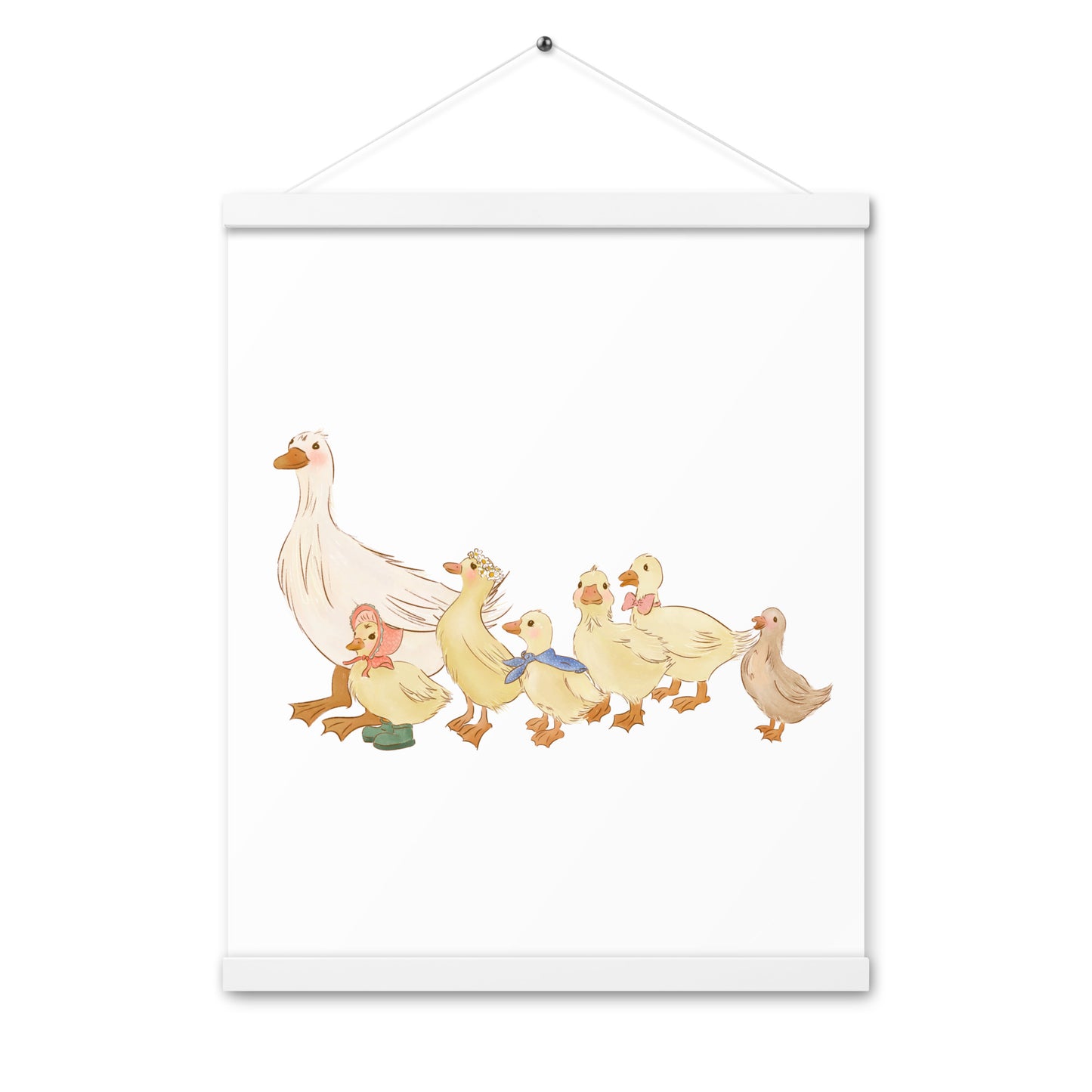 Ducks in a Row : Print with Wood Hangers