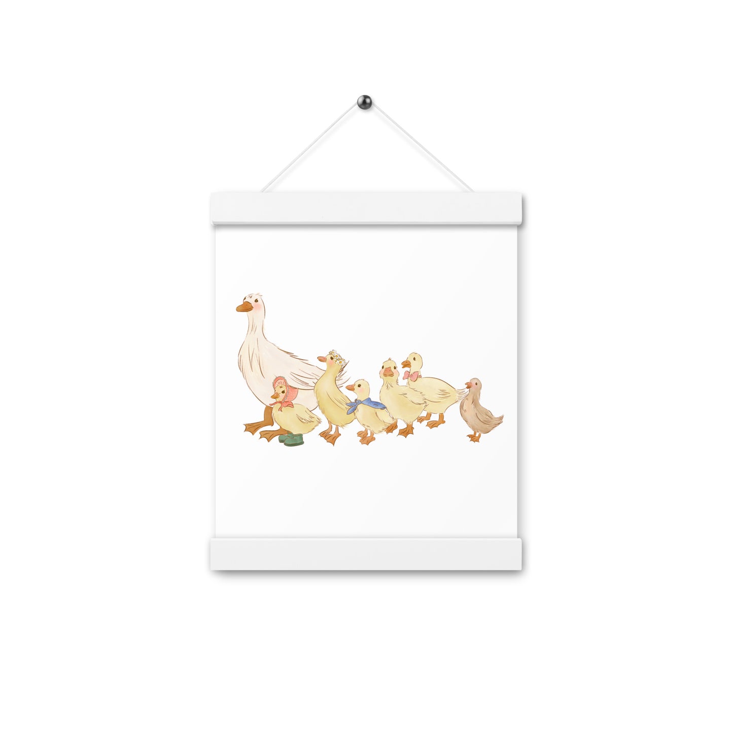 Ducks in a Row : Print with Wood Hangers