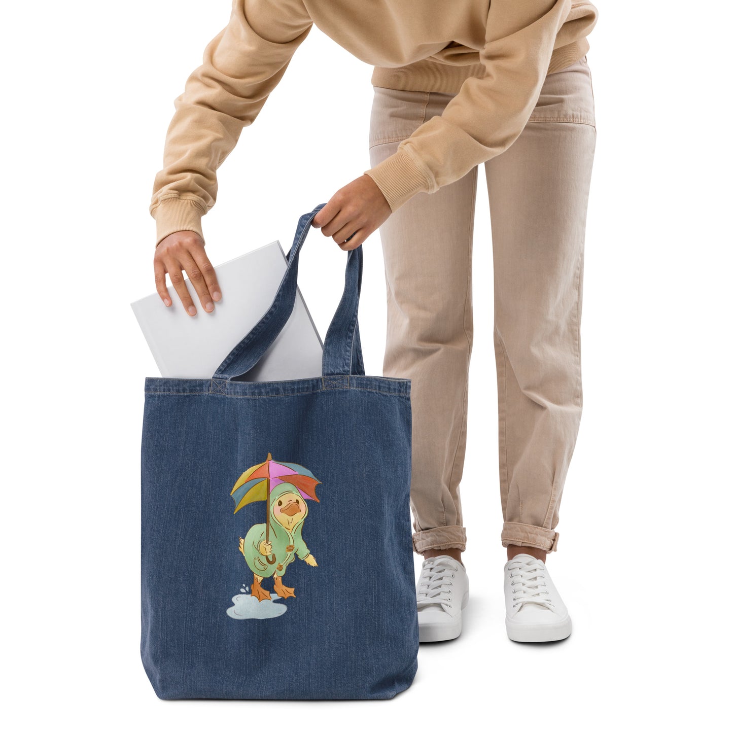 Mr. Puddle Duck : Rainbow : Denim Eco Tote