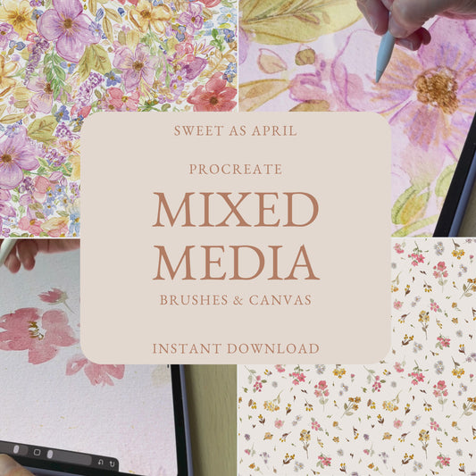 Procreate Mixed Media Brushset : 12 most loved brushes & digital canvas