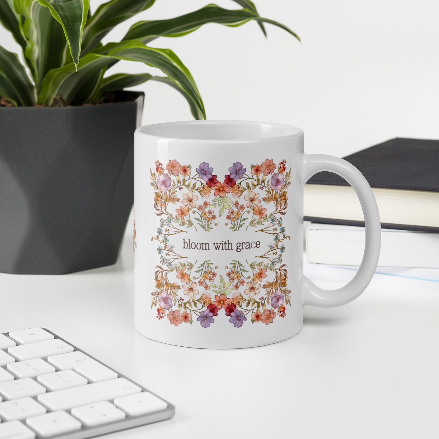 Bloom with Grace : White Mug