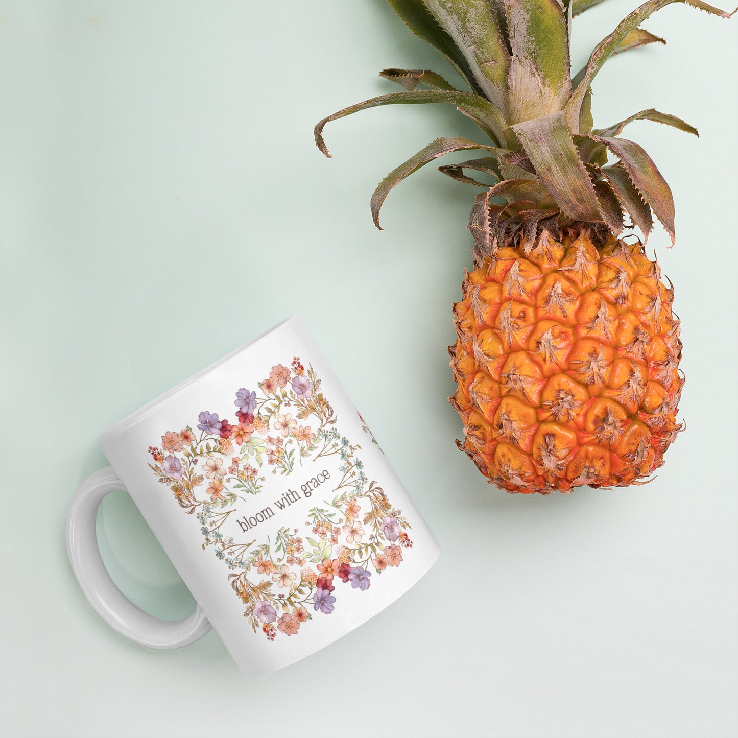 Bloom with Grace : White Mug