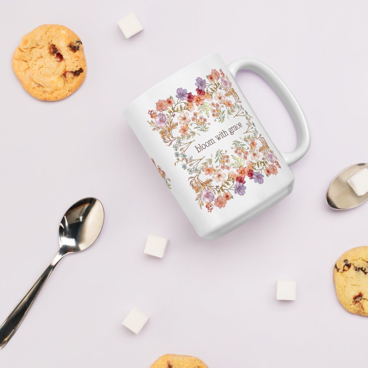 Bloom with Grace : White Mug