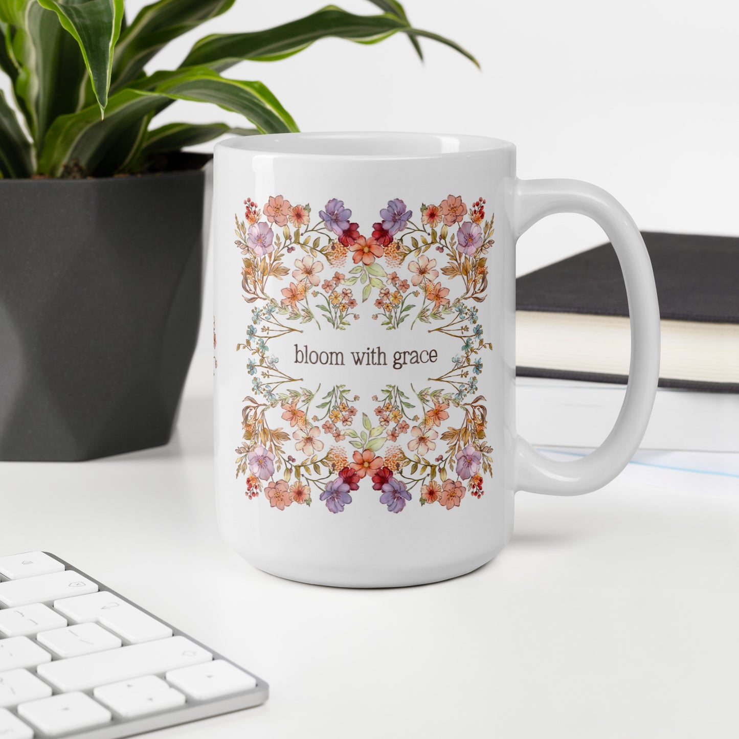 Bloom with Grace : White Mug