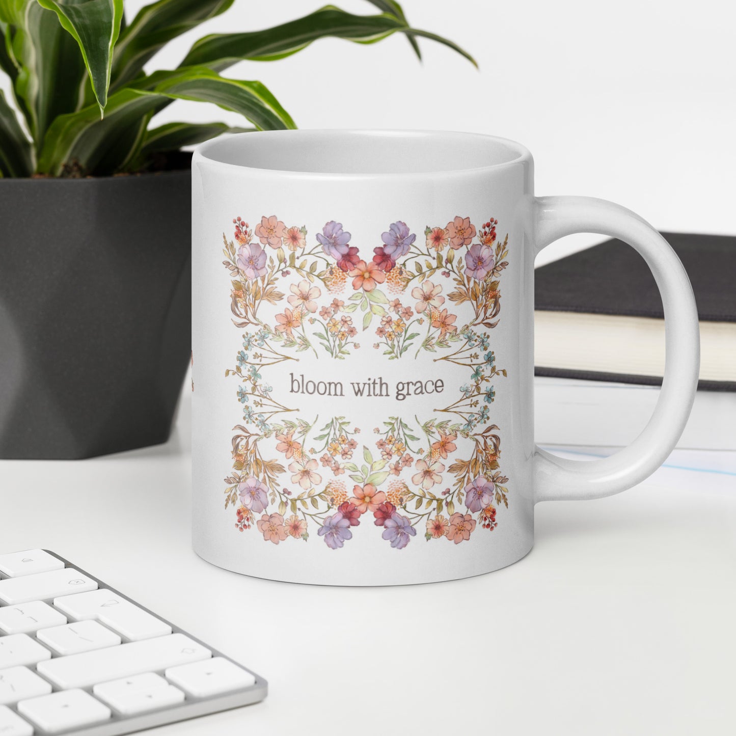 Bloom with Grace : White Mug