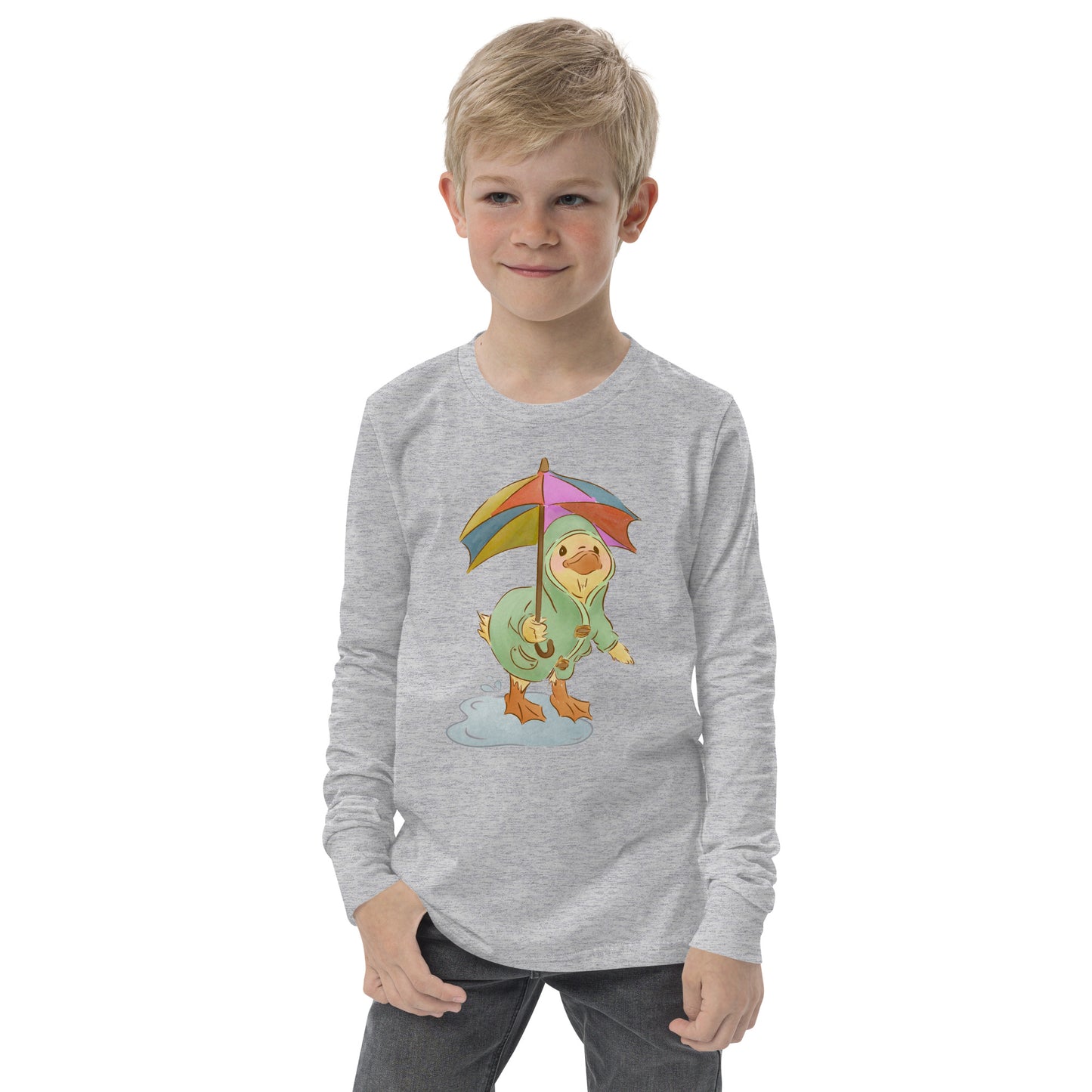 Mr. Puddle Duck : Rainbow : Kids Long Sleeve Tee